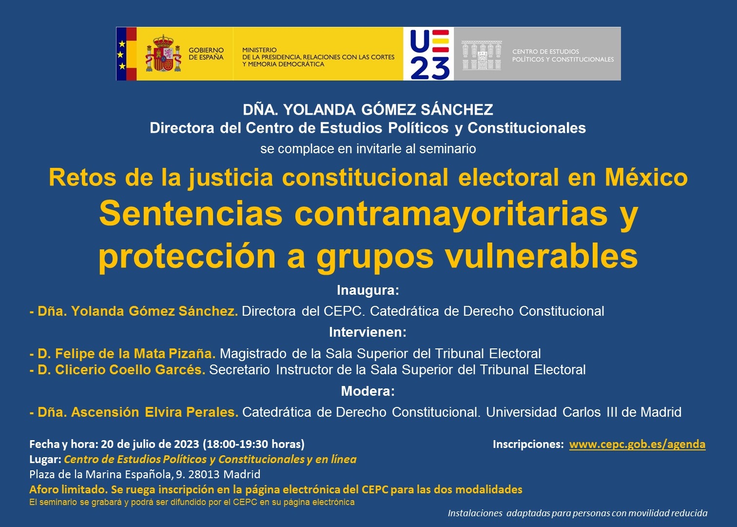 Seminario "Retos de la justicia constitucional electoral en México. Sentencias contramayoritarias y protección a grupos vulnerables"