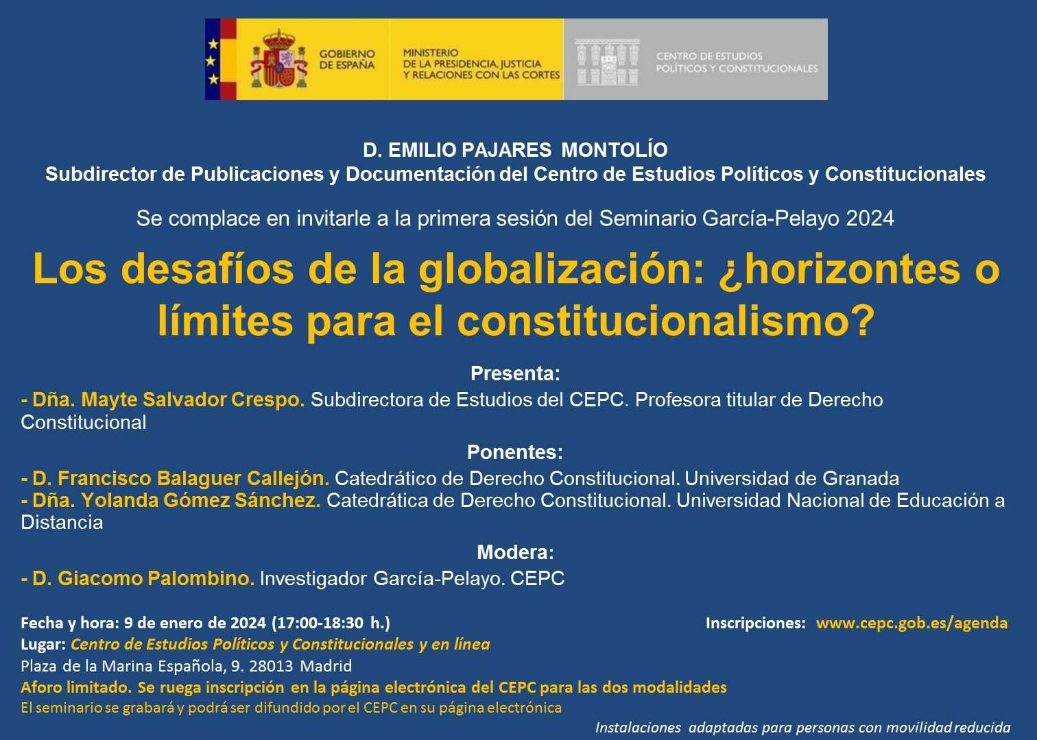 Seminario García-Pelayo 2024 "Los desafíos de la globalización: ¿horizontes o límites para el constitucionalismo?"