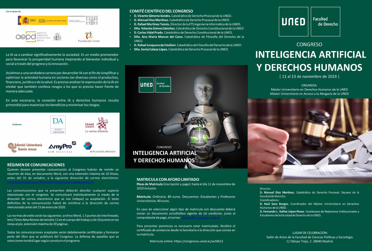 Cartel Congreso sobre inteligencia artificial y derechos humanos