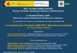 La conquista de la Transición (1960-1977). Memorias documentadas