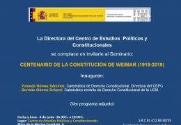 CENTENARIO DE LA CONSTITUCIÓN DE WEIMAR (1919-2019)
