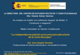 Conferencia inaugural del Módulo VI “Constitución e integración” del Máster Universitario en Derecho Constitucional